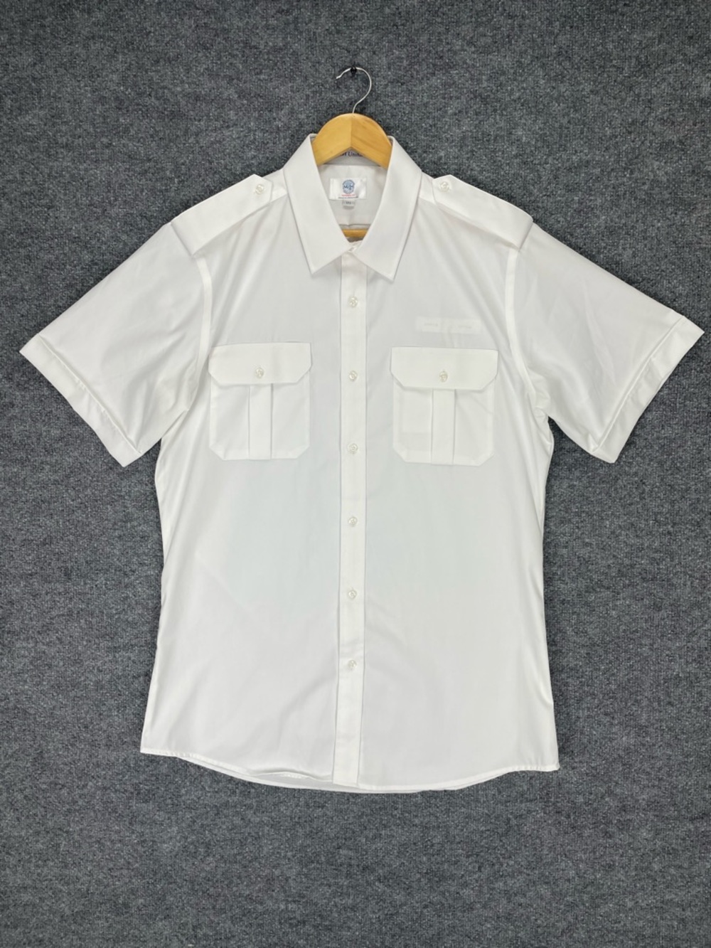 Murphy & Hartelius Pilot Uniform Shirt Men’s 17.5 White Short Sleeve Tapered Fit